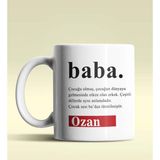 Hediye Zengini Kişiye Özel Baba Sözlük Açıklaması Tasarımlı Beyaz Kupa Bardak