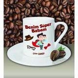 Hediye Zengini Kişiye Özel Benim Süper Babam Tasarımlı Beyaz Kahve Fincanı