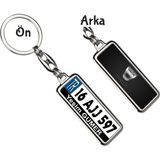 Hediye Zengini Kişiye Özel Dacia Fiber Logo Tema Plaka Anahtarlık - Gümüş