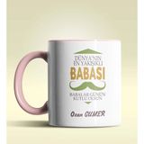 Hediye Zengini Kişiye Özel Dünya'nın En Yakışıklı Babası Tasarımlı Pembe Kupa - Beyaz - Pembe