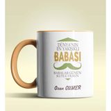 Hediye Zengini Kişiye Özel Dünya'nın En Yakışıklı Babası Tasarımlı Turuncu Kupa - Beyaz - Turuncu