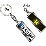 Hediye Zengini Kişiye Özel Honda Neon Lights Sarı Logo Tema Plaka Anahtarlık - Gümüş