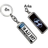 Hediye Zengini Kişiye Özel Hyundai Simli Mavi Logo Tema Plaka Anahtarlık - Gümüş