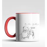 Hediye Zengini Kişiye Özel Mutlu Yıllar Noel Baba Tasarımlı Kırmızı Kupa - 200 ml - 1 Adet - Beyaz - Kırmızı