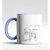 Hediye Zengini Kişiye Özel Mutlu Yıllar Noel Baba Tasarımlı Mavi Kupa - 1 Adet - Beyaz - Mavi - 200 ml