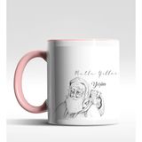 Hediye Zengini Kişiye Özel Mutlu Yıllar Noel Baba Tasarımlı Pembe Kupa - 1 Adet - Beyaz - Pembe - 200 ml