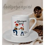 Hediye Zengini Kişiye Özel Müzisyen Baba Temalı Beyaz Kahve Fincanı