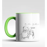 Hediye Zengini Kişiye Özel Noel Baba Mutlu Yıllar Tasarımlı Yeşil Kupa - 200 ml - 1 Adet - Beyaz - Yeşil