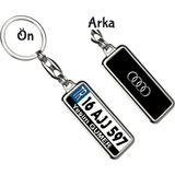 Hediye Zengini Kişiye Özel Plaka Metal Anahtarlık | Audi Logo - Gümüş