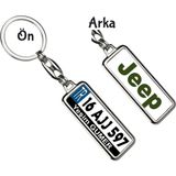 Hediye Zengini Kişiye Özel Plaka Metal Anahtarlık | Jeep Logo - Gümüş