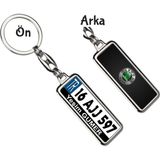 Hediye Zengini Kişiye Özel Skoda Fiber Logo Tema Plaka Anahtarlık - Gümüş