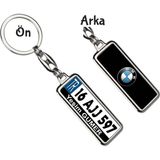 Hediye Zengini Kişiye Özel Tasarımlı BMW Logo Tema Gümüş Krom Plaka Anahtarlık 60x20 mm