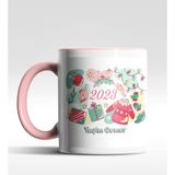 Hediye Zengini Kişiye Özel Yeni Yıl 2022 Tasarımlı Pembe Kupa - 1 Adet - Beyaz - Pembe - 200 ml