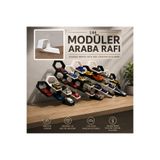 Hediye24 1:64 Modüler Model Araba Standı | Duvar ve Masa Kullanımı | Bağlantılı Sergileme Rafı - Beyaz