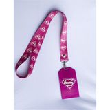 Hediyebum Fuşya Superman Desenli Yaka Kartı ve Askı Set