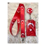 Hediyebum Türk Bayrağı Boyun Askı Ipi Yoyo ve Kartlık Set