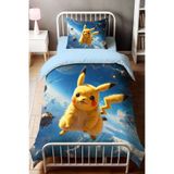 hediyechy Gift Duvet Cover Pikachu 3d Dijital Baskılı Tek Kişilik Nevresim Takımı