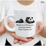 Hediyeci Abla Panda Renkli Tasarımlar ve Dekoratif Kişiye Özel Beyaz Kupa Bardak