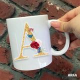 Hediyeci Abla Size Özel A Harfi Seramik Baskılı Beyaz Kupa Bardak