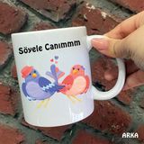 Hediyeci Abla Size Özel Aşkım Aşkım Söyle Canım Seramik Baskılı Beyaz Kupa Bardak