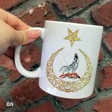 Hediyeci Abla Size Özel Ay Yıldız Bozkurt 3 Hilal Türk Kurt Seramik Baskılı Beyaz Kupa Bardak