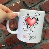 Hediyeci Abla Size Özel Benimle Bi Kahve Seramik Baskılı Beyaz Kupa Bardak