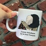 Hediyeci Abla Size Özel Canım Arkadaşım İyi Ki Seni Tanışım Seramik Baskılı Beyaz Kupa Bardak