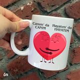 Hediyeci Abla Size Özel Canım Da Canım Hayatım Da Hayatım Seramik Baskılı Beyaz Kupa Bardak