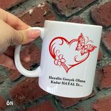Hediyeci Abla Size Özel Hayalin Gerçek Olana Kadar Hayal Et Seramik Baskılı Beyaz Kupa Bardak