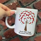 Hediyeci Abla Size Özel Hayat Ağacı Değil Hayatımın Anlamı Seramik Baskılı Beyaz Kupa Bardak
