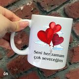 Hediyeci Abla Size Özel Her Zaman Seni Çok Seveceğim Seramik Baskılı Beyaz Kupa Bardak