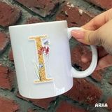 Hediyeci Abla Size Özel I Harfli Seramik Baskılı Beyaz Kupa Bardak