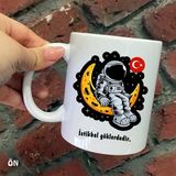 Hediyeci Abla Size Özel İstikbal Göklerdedir Seramik Baskılı Beyaz Kupa Bardak