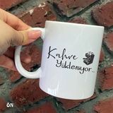 Hediyeci Abla Size Özel Kahve Yükleniyor Seramik Baskılı Beyaz Kupa Bardak