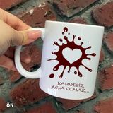 Hediyeci Abla Size Özel Kahvesiz Asla Olmaz Seramik Baskılı Beyaz Kupa Bardak
