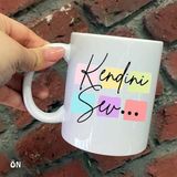 Hediyeci Abla Size Özel Kendini Sev Seramik Baskılı Beyaz Kupa Bardak