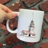 Hediyeci Abla Size Özel Kız Kulesi Seramik Baskılı Beyaz Kupa Bardak
