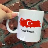 Hediyeci Abla Size Özel Önce Vatan Seramik Baskılı Beyaz Kupa Bardak