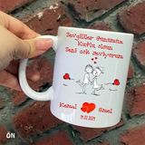 Hediyeci Abla Size Özel Sevgililer Günü İsimli Seramik Baskılı Beyaz Kupa Bardak