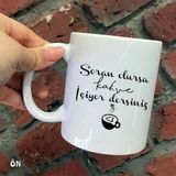Hediyeci Abla Size Özel Soran Olursa Kahve İçiyor Dersiniz Seramik Baskılı Beyaz Kupa Bardak
