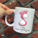 Hediyeci Abla Size Özel Taçlı Pembe 8 Mart Dünya Kadınlar Günü Seramik Baskılı Beyaz Kupa Bardak
