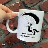 Hediyeci Abla Size Özel Yamaç Paraşütü Seramik Baskılı Beyaz Kupa Bardak