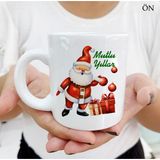 Hediyeci Abla Yeni Yıl Mutlu Yıllar Noel Baba Renkli Tasarımlar ve Dekoratif Kişiye Özel Beyaz Kupa Bardak