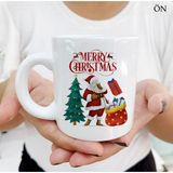 Hediyeci Abla Yeni Yıl Noel Baba Renkli Tasarımlar ve Dekoratif Kişiye Özel Beyaz Kupa Bardak