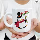 Hediyeci Abla Yeni Yılınız Kutlu Olsun Penguen Çam Renkli Tasarımlar ve Dekoratif Kişiye Özel Beyaz Kupa Bardak