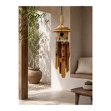 hediyeconcepti Dekoratif Bambu Rüzgar Çanı Bahçe Balkon Teras Süsü Asma Dekor 45 Cm