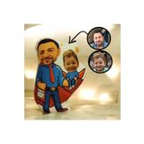 Hediyefoni Kişiye Özel Süper Baba Ve Çoçuk Şekilli Bez Bebek Yastık