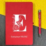 Hediyehanesi Kişiye Özel Isimli Ajanda Not Defteri ve Kalem Seti 2413B1005 - Kırmızı - 1 Adet