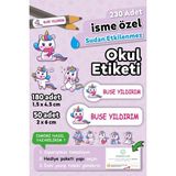 Hediyehanesi Unicorn Temalı 230 Adet Kişiye Özel Yırtılmaz Suya Dayanıklı İsimli Defter Kalem Okul Etiketi Beyaz