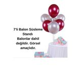 hediyehobihersey 1 Adet 7'li Balon Standı Şefaf Balon Standı 7'li Parti Süsleme Aparatı Ayaklı Dekorasyon Standı
